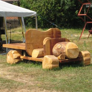 Flintstones vehicle made from wood