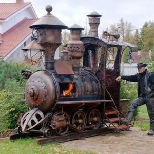 this steam punk locomotive makes a delicious brisket