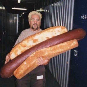 you know what they say about a man with a giant hot dog large buns