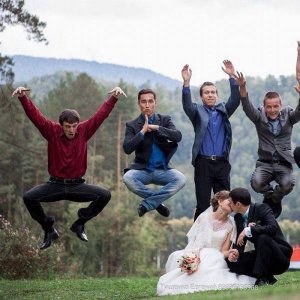 the guy in red was friend zoned by the bride