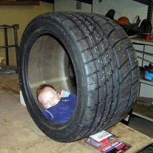 well see your expensive crib and raise you an old tire