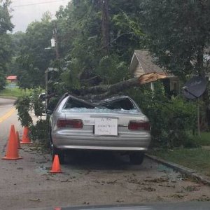 thanks orange cones we didnt notice the crushed car