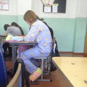 hey if they make you go to school that early you should be able to wear your jammies