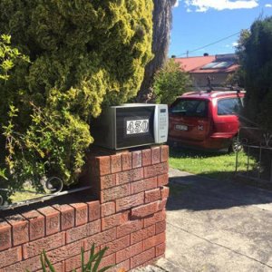 their mailbox is in the kitchen