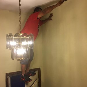 that chandelier will surely break his fall