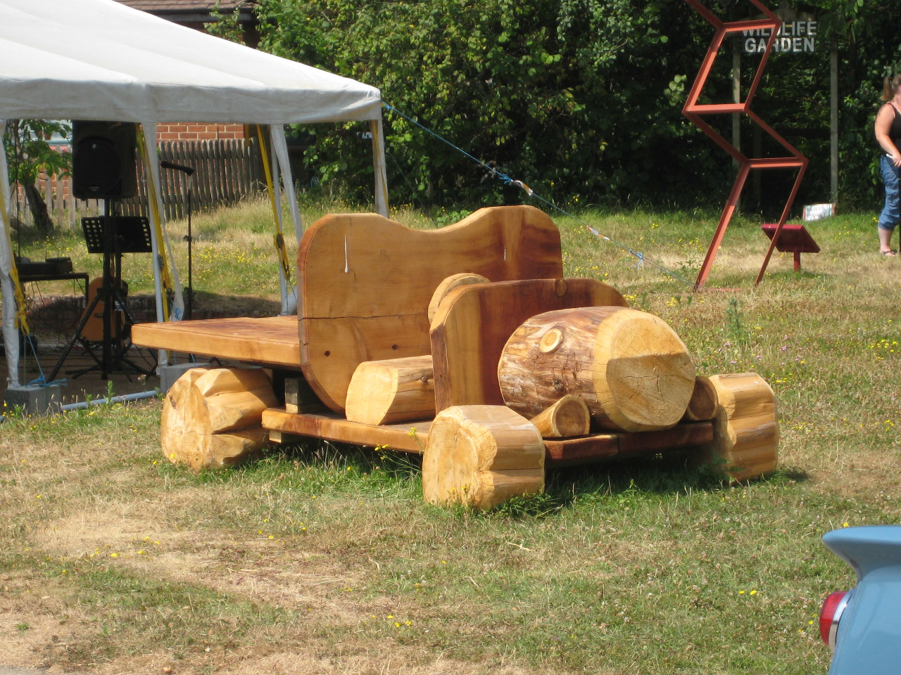 Flintstones vehicle made from wood