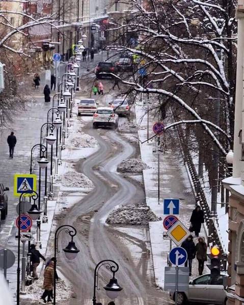 it was that or make people on the sidewalk go around the snow piles