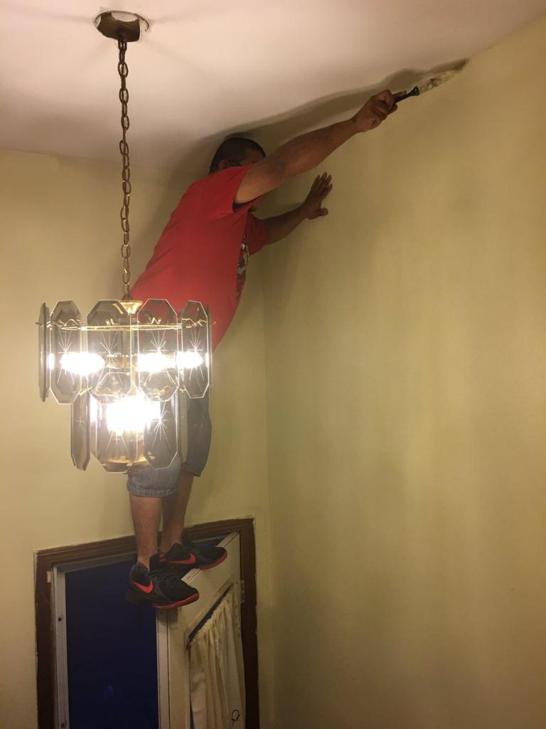 that chandelier will surely break his fall