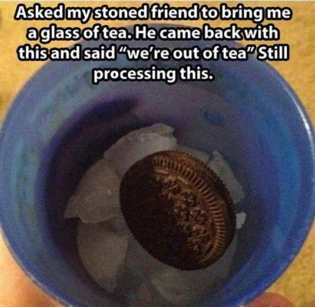 the ice will melt and you can use the cookie as a teabag in the water duh weedlogic