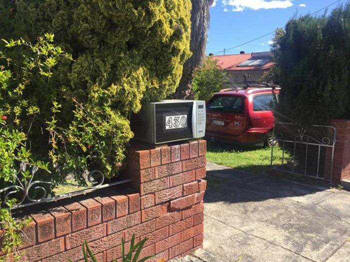 their mailbox is in the kitchen