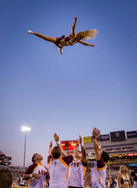 to get more attendance they started dropping cheerleaders from airplanes