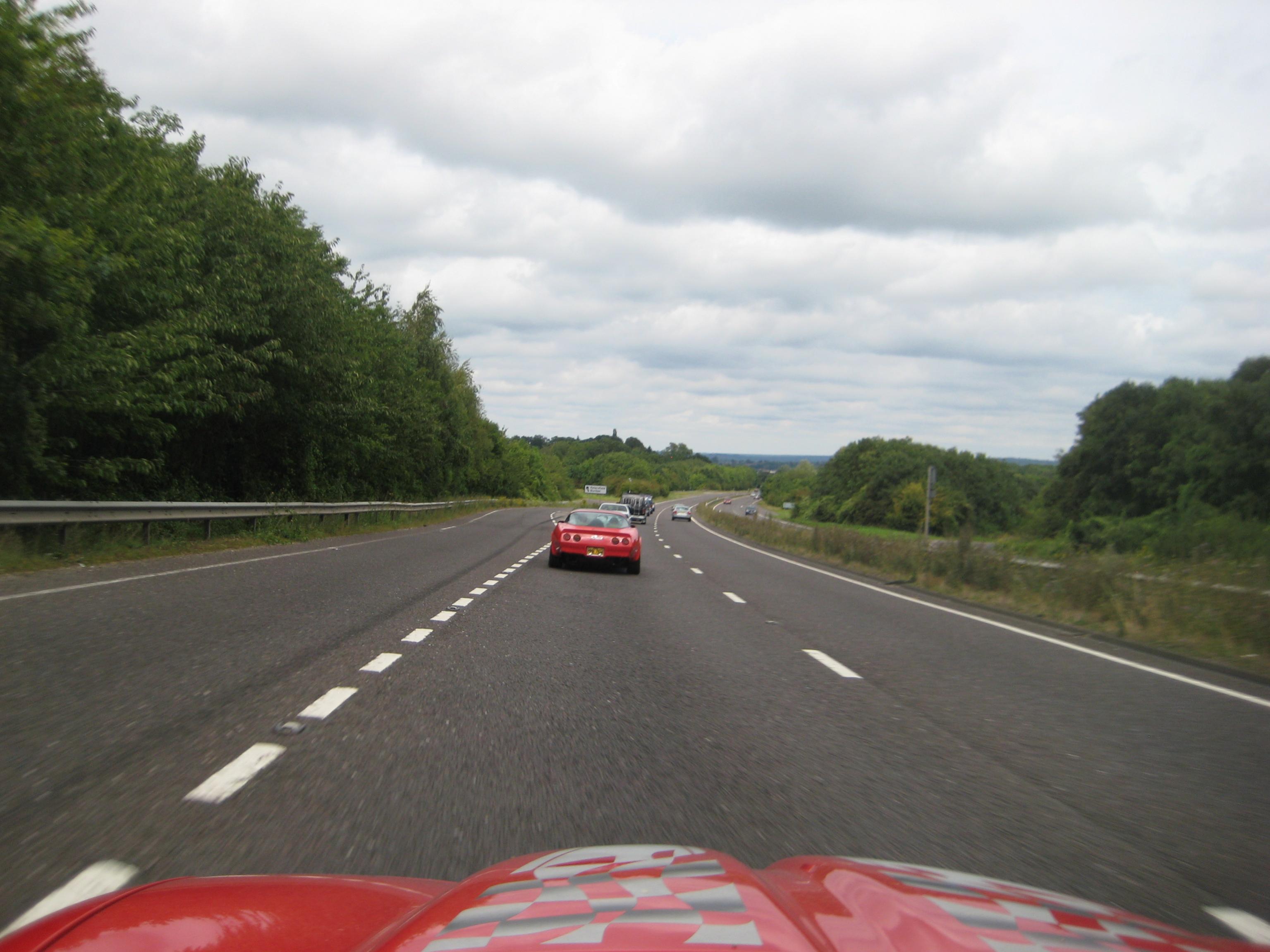 View from the roof of the Trans-Am, Steve in the corvette is in front.