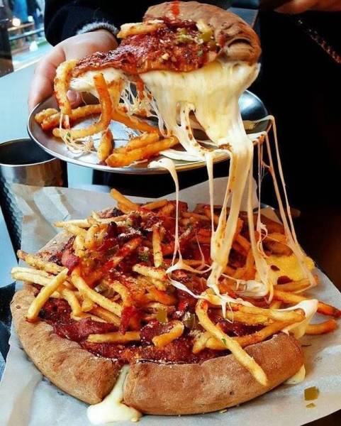 when you order cheese fries at this place it comes with a whole pizza